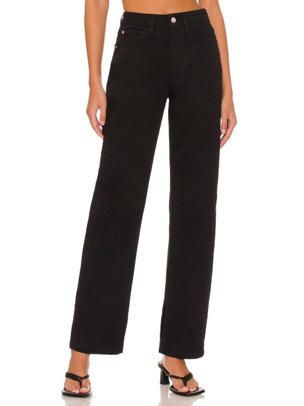 NWT WeWoreWhat Mom Slit Straight Jean in Black, Size 25 Black Jeans With Slit - Picture 2 of 10
